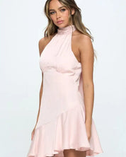 Halter Neck Satin Mini Dress