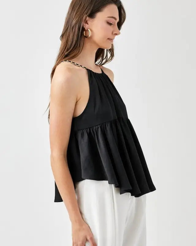 Halter Neck with Back Strap Flared Top