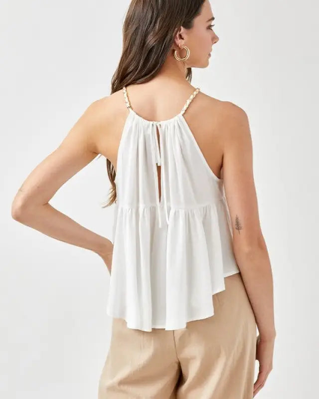 Halter Neck with Back Strap Flared Top