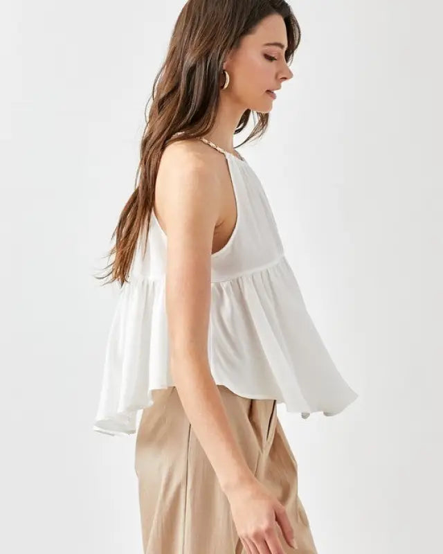 Halter Neck with Back Strap Flared Top