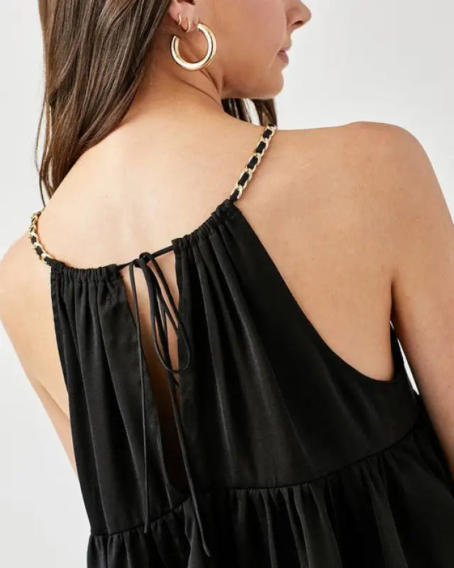 Halter Neck with Back Strap Flared Top