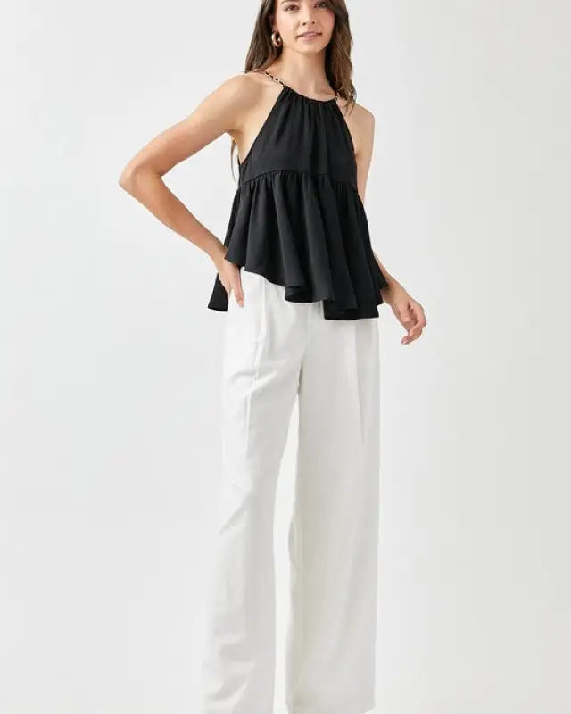 Halter Neck with Back Strap Flared Top