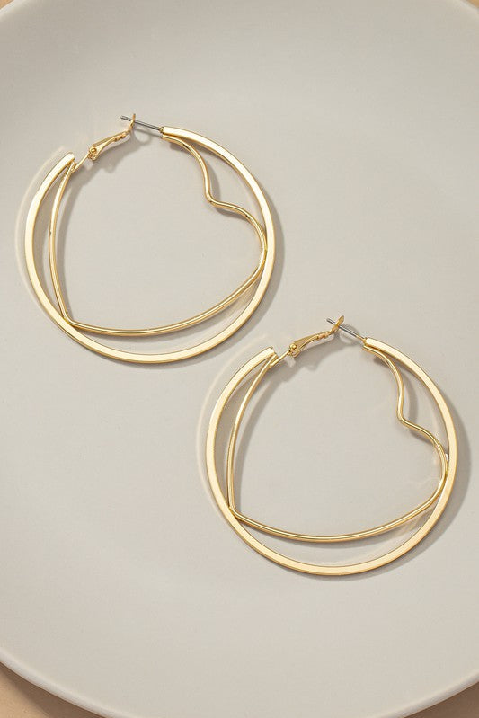 Heart Hoop Inside A Circle Hoop Earrings