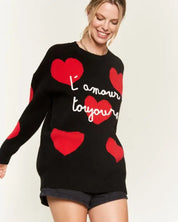 HEART PRINT OVERSIZED SWEATER DH5960D