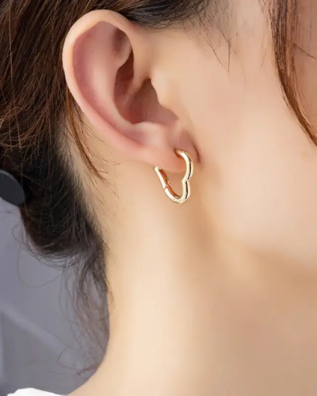 Heart Shape Hinged Huggie Hoop Earrings