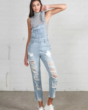 HEAVY DISTRESSED STRAIGHT FIT OVERALL - LIGHT / S