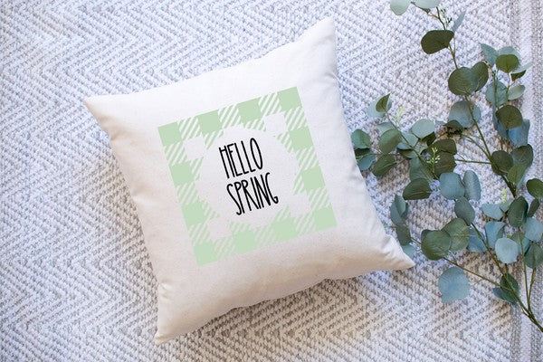 Hello Spring Plaid Pillow Cover - Natural / 18x18