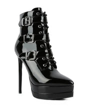 High Heeled Patent PU Stiletto Boot - Black / 5