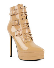 High Heeled Patent PU Stiletto Boot - Latte / 5