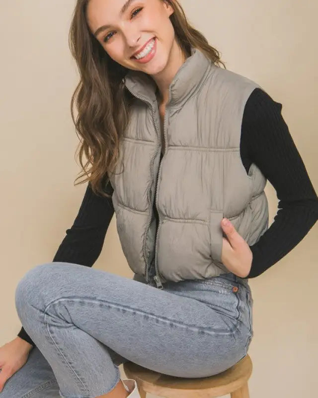 High Neck Puffer Vest