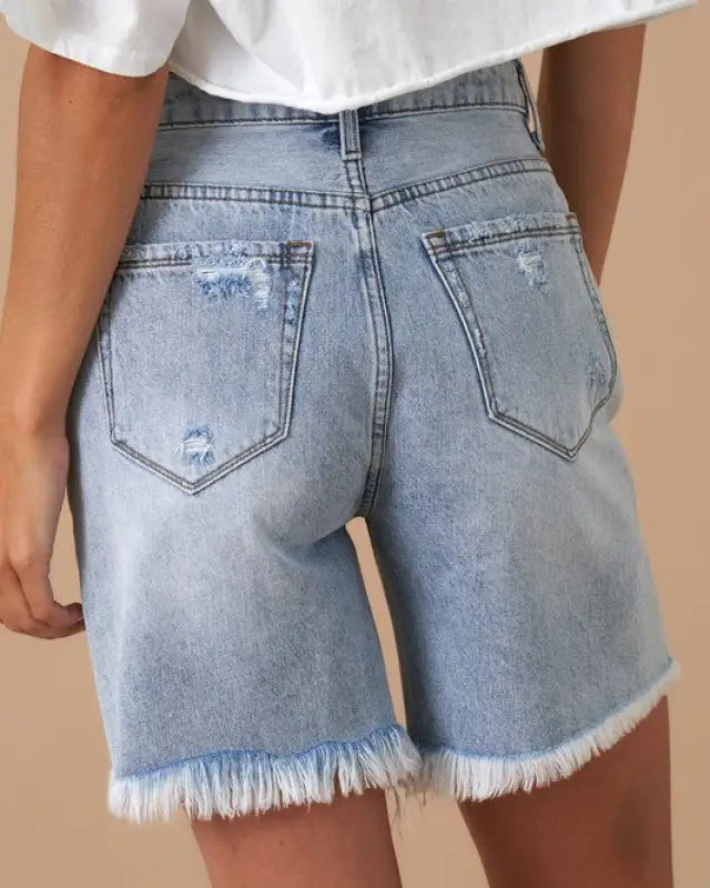 High Rise Bermuda Denim Shorts