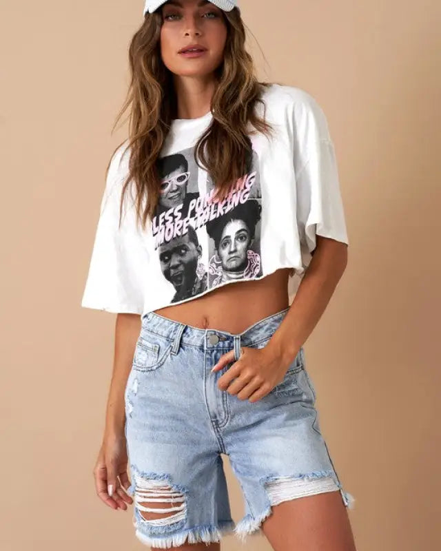 High Rise Bermuda Denim Shorts