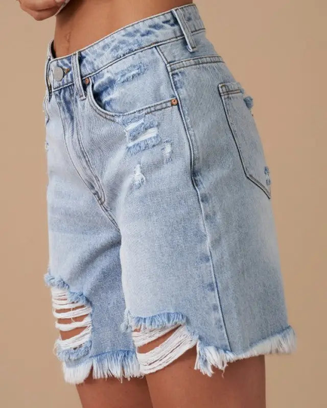 High Rise Bermuda Denim Shorts