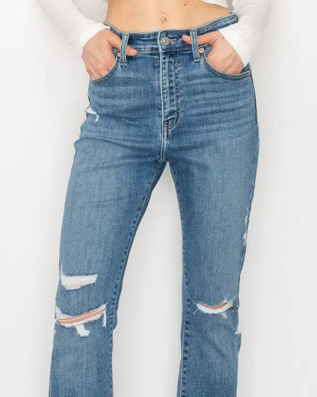 High Rise Skinny Bootcut With Release Hem