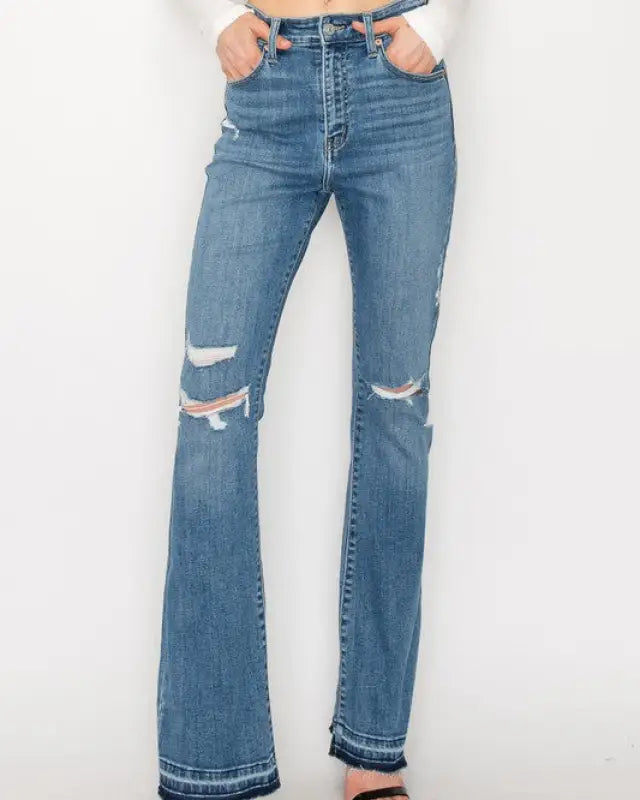 High Rise Skinny Bootcut With Release Hem