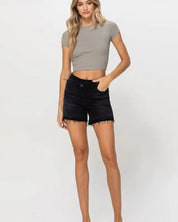 High Rise Criss Cross Stretch Shorts - Shorts