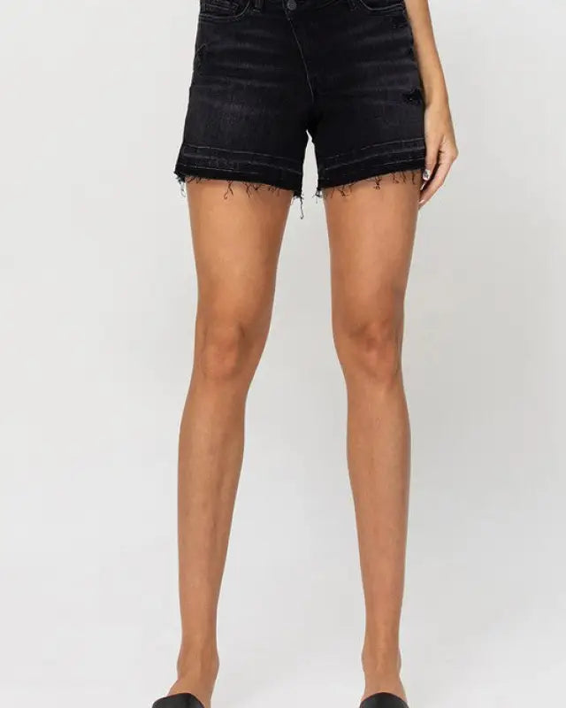 High Rise Criss Cross Stretch Shorts - Shorts