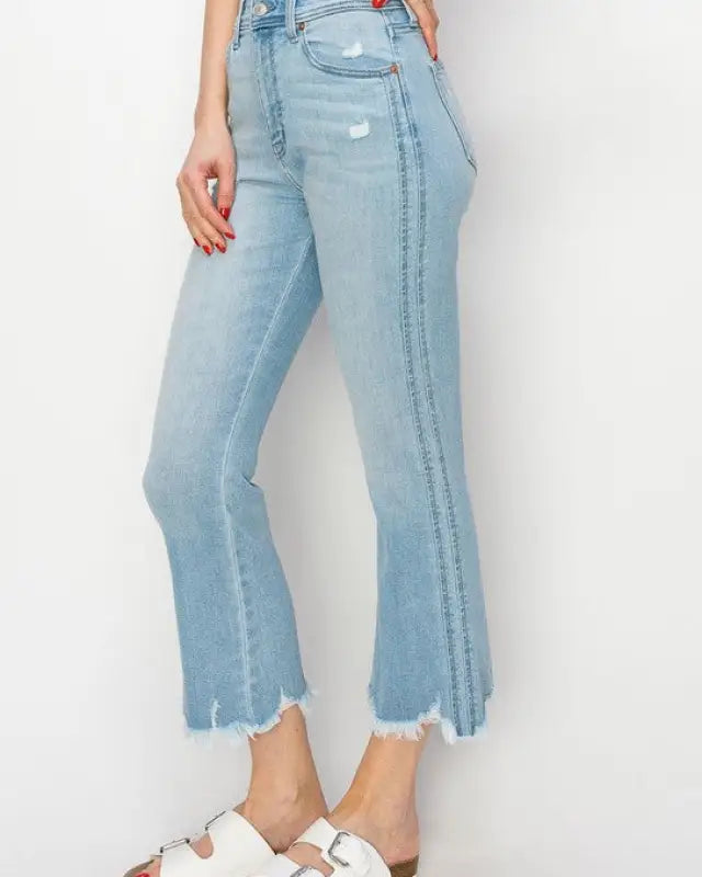 High Rise Crop Flare Jeans