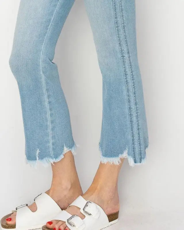 High Rise Crop Flare Jeans