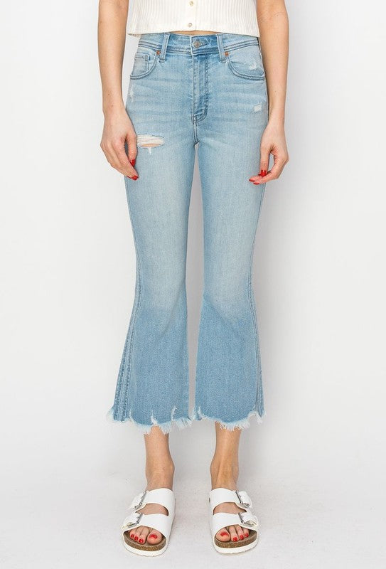 High Rise Crop Flare Jeans