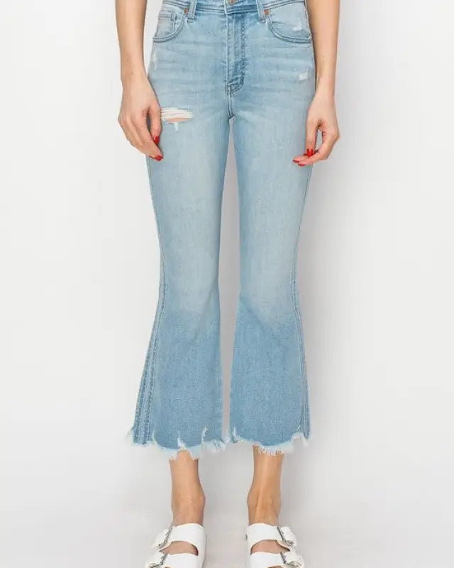 High Rise Crop Flare Jeans