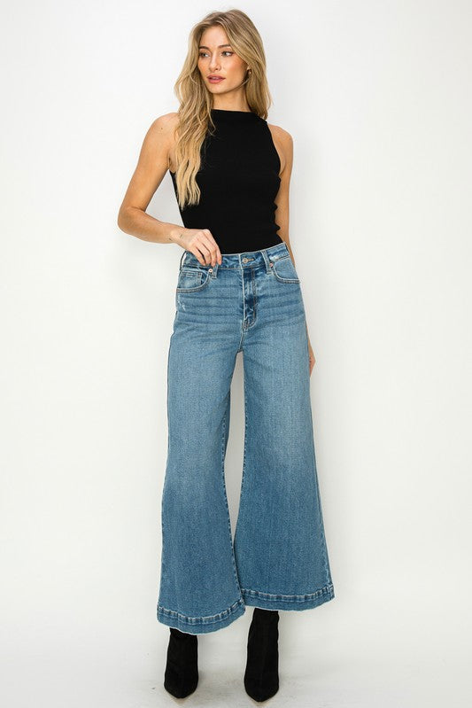 High Rise Crop Palazzo Jeans