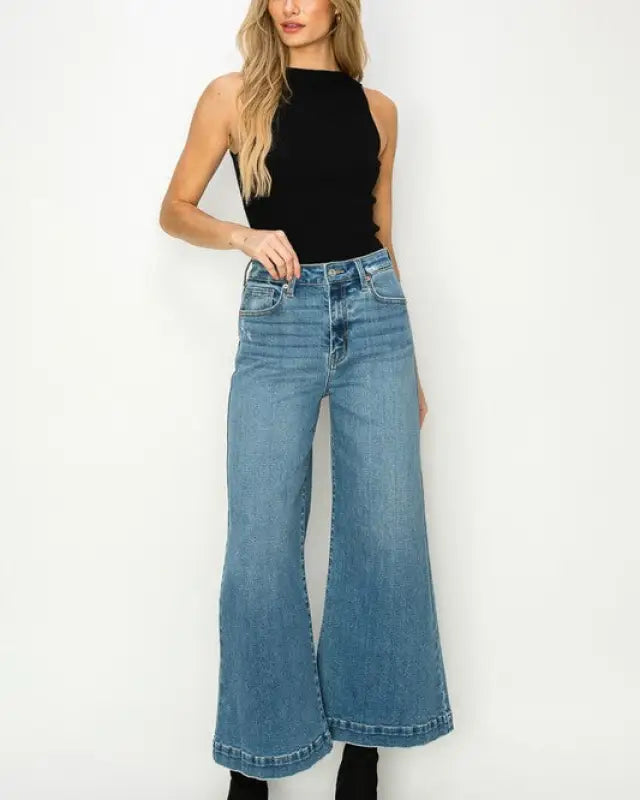 High Rise Crop Palazzo Jeans