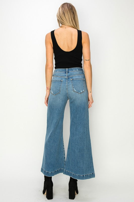 High Rise Crop Palazzo Jeans