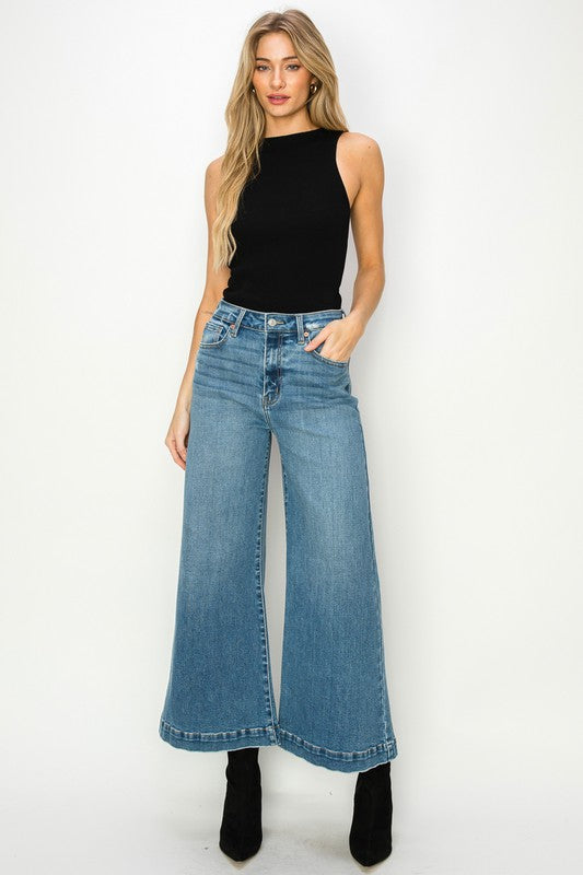 High Rise Crop Palazzo Jeans