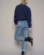 HIGH RISE CROPPED STRAIGHT JEANS