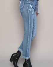 HIGH RISE CROPPED STRAIGHT JEANS