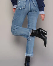 HIGH RISE CROPPED STRAIGHT JEANS