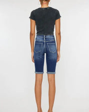 High Rise Cuff Bermuda Jeans