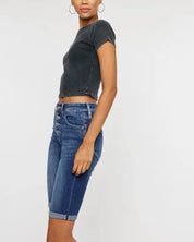 High Rise Cuff Bermuda Jeans