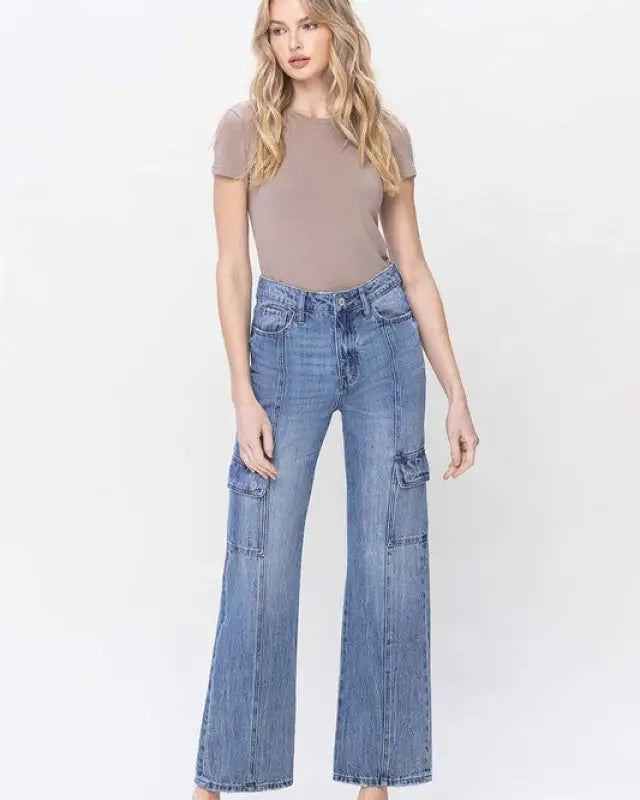 High Rise Dad Cargo Jeans - Jeans