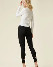 High Rise Distressed Skinny Jeans With A Raw Hem