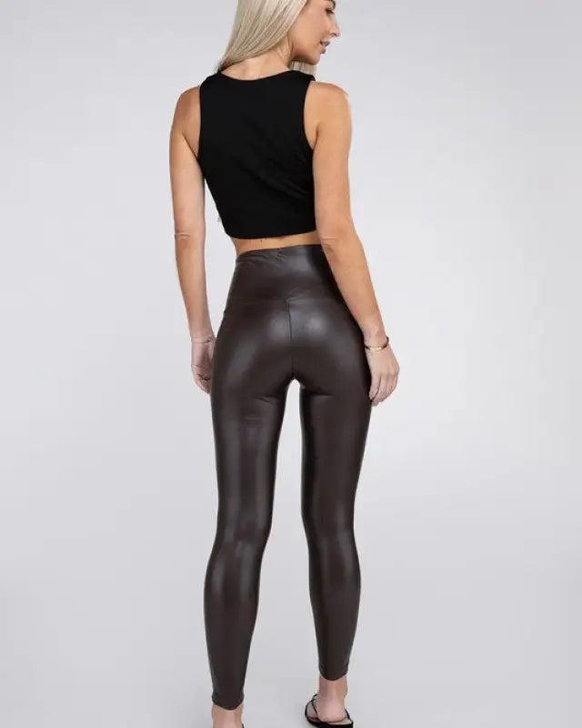 High Rise Faux Leather Leggings