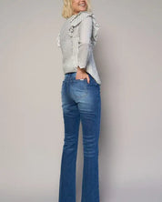 HIGH RISE FRONT SLIT SLIM BOOT JEANS