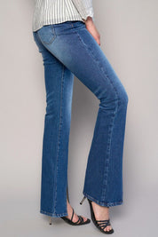 HIGH RISE FRONT SLIT SLIM BOOT JEANS