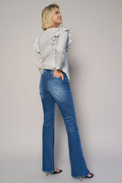 HIGH RISE FRONT SLIT SLIM BOOT JEANS