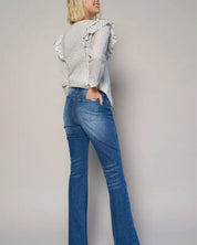 HIGH RISE FRONT SLIT SLIM BOOT JEANS