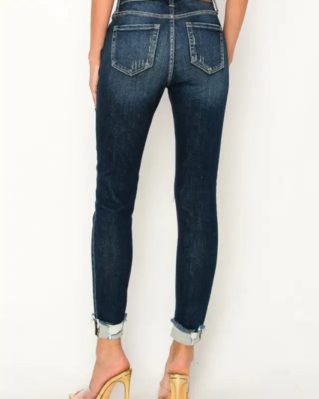 High Rise Skinny Cuffed Jeans