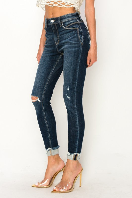 High Rise Skinny Cuffed Jeans