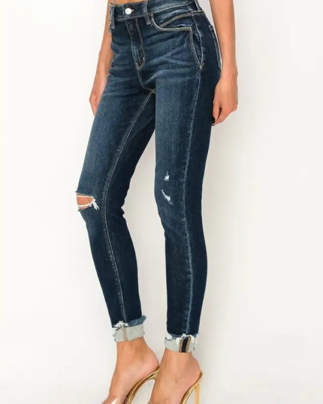 High Rise Skinny Cuffed Jeans