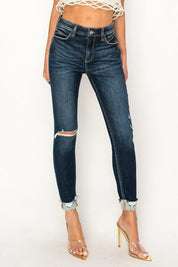 High Rise Skinny Cuffed Jeans