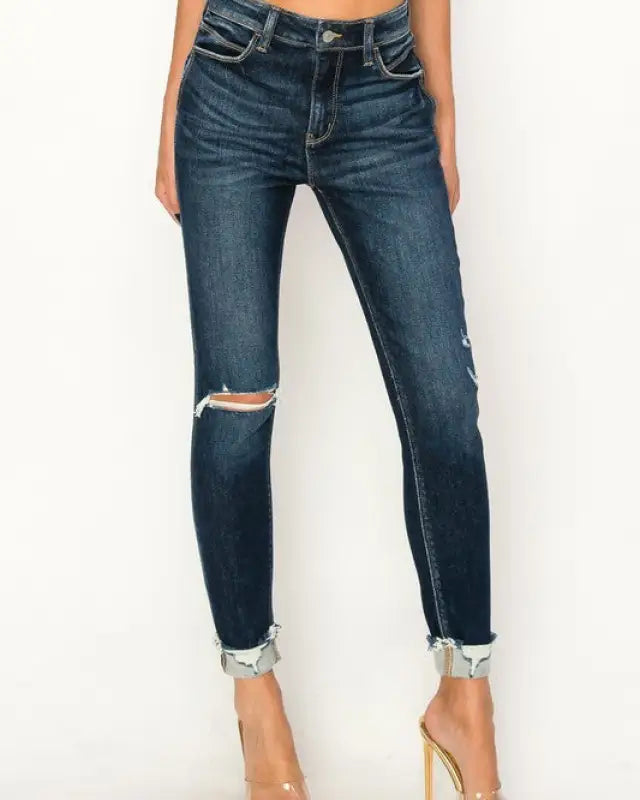 High Rise Skinny Cuffed Jeans