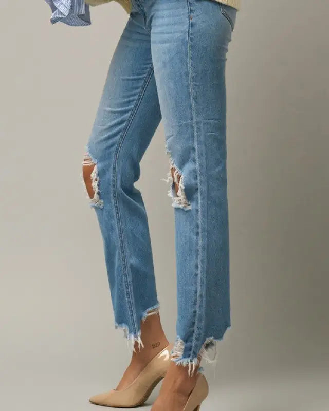HIGH RISE STRAIGHT CROP JEANS