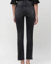 High Rise Straight Crop with Uneven Hem Details