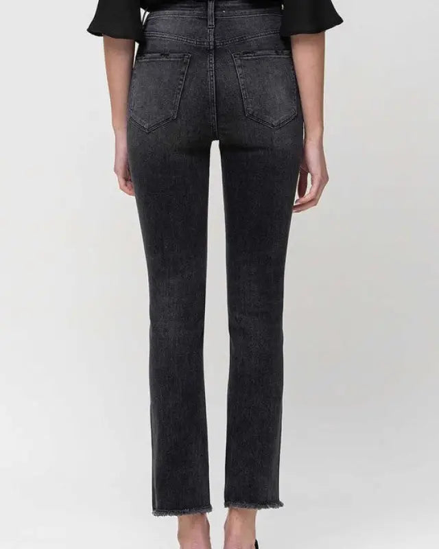 High Rise Straight Crop with Uneven Hem Details