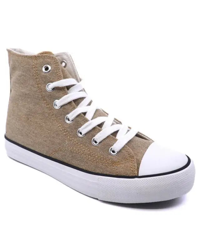 High Top Canvas Sneaker - Taupe / 6